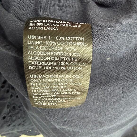 Chico’s Dress Women 16 Navy Eyelet Lace Tiered Feminine Romantic Coastal Grandma - Picture 7 of 9